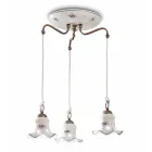 Suspended Lamp 3 Lights in Iron and Vintage Hand Painted Ceramic - Chieti Viadurini