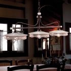 Hanging Lamp 3 Lights Vintage Ceramic and Handmade Iron - Alessandria Viadurini