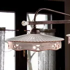 Hanging Lamp 3 Lights Vintage Ceramic and Handmade Iron - Alessandria Viadurini