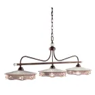 Hanging Lamp 3 Lights Vintage Ceramic and Handmade Iron - Alessandria Viadurini