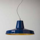 Hanging lamp 42 cm in brass and Tuscan majolica Rossi - Toscot Viadurini