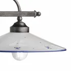 Hanging Lamp with 2 Lights in Hand Painted Ceramic and Iron Design - Asti Viadurini
