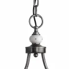 Hanging Lamp with 2 Lights in Hand Painted Ceramic and Iron Design - Asti Viadurini