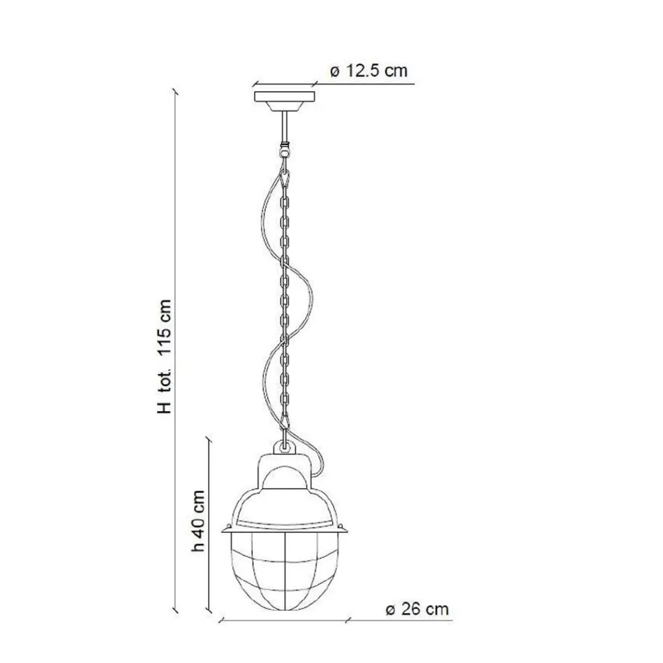Handcrafted Hanging Lamp in Iron and Ceramic with Grid - Industrial Viadurini