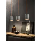Nordic Style Handcrafted Hanging Lamp in Wood and Ceramic - Nateca Viadurini