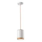 Nordic Style Handcrafted Hanging Lamp in Wood and Ceramic - Nateca Viadurini