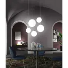 Handcrafted Suspended Lamp in Blown White Venice Glass - Snow Viadurini