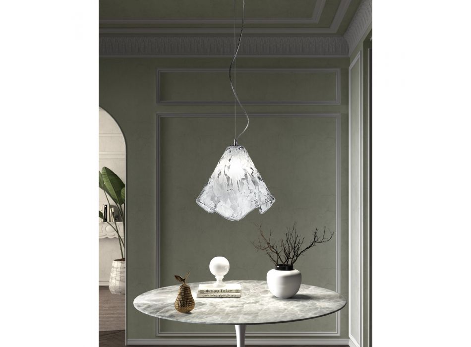 Handcrafted Suspended Lamp in Blown Venetian Glass 35 46 cm - Mary Viadurini