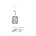 Handcrafted Suspended Lamp in Blown Venetian Glass - Cloe Balloton Viadurini