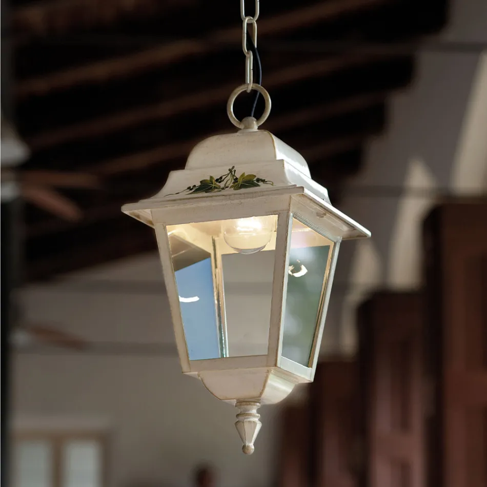 Suspended Outdoor Lamp in White Aluminum and Handmade Decoration - Gorizia Viadurini