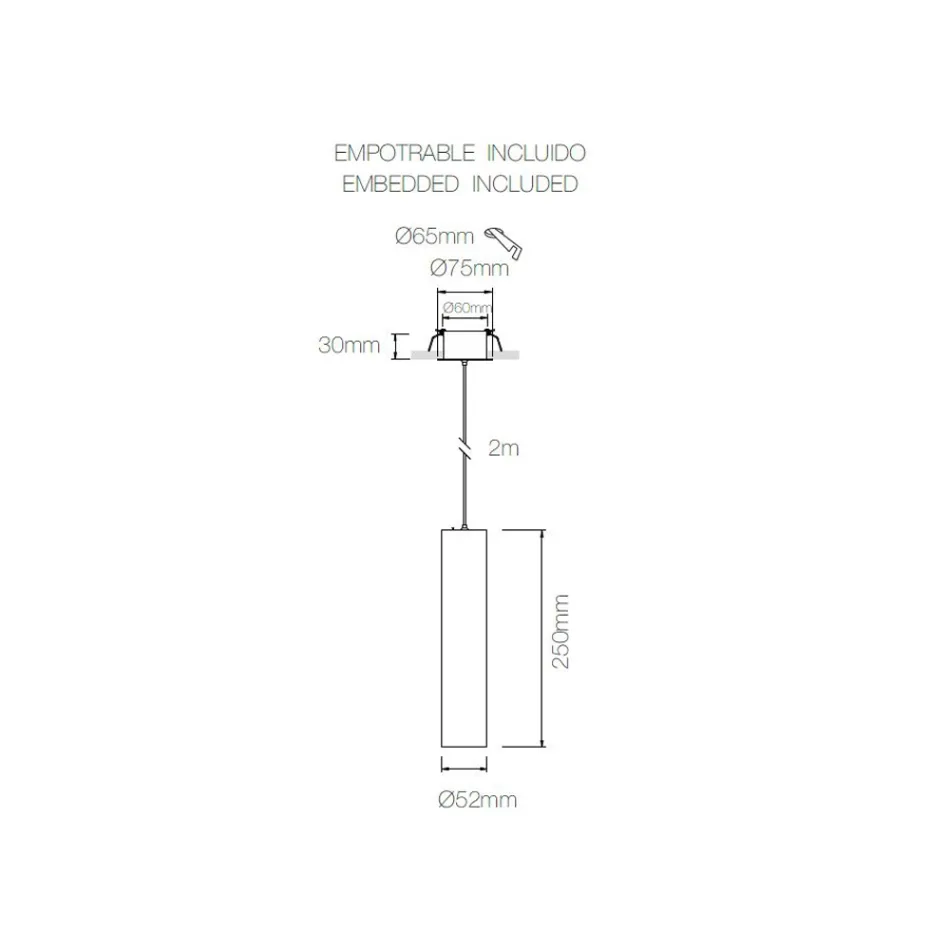 Suspended Recessed Lamp in White or Black Aluminum, 2 Pieces - Rebolla Viadurini