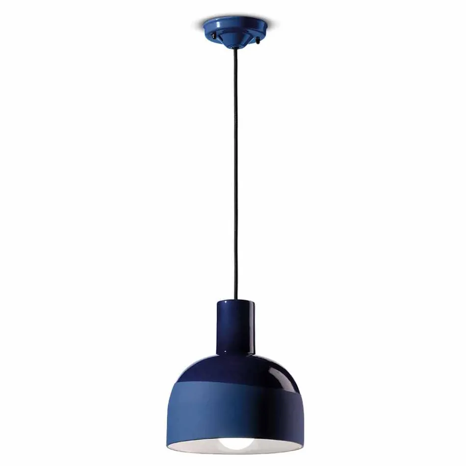 Retro Style Suspension Lamp in Ceramic Made in Italy - Ferroluce Caxixi Viadurini