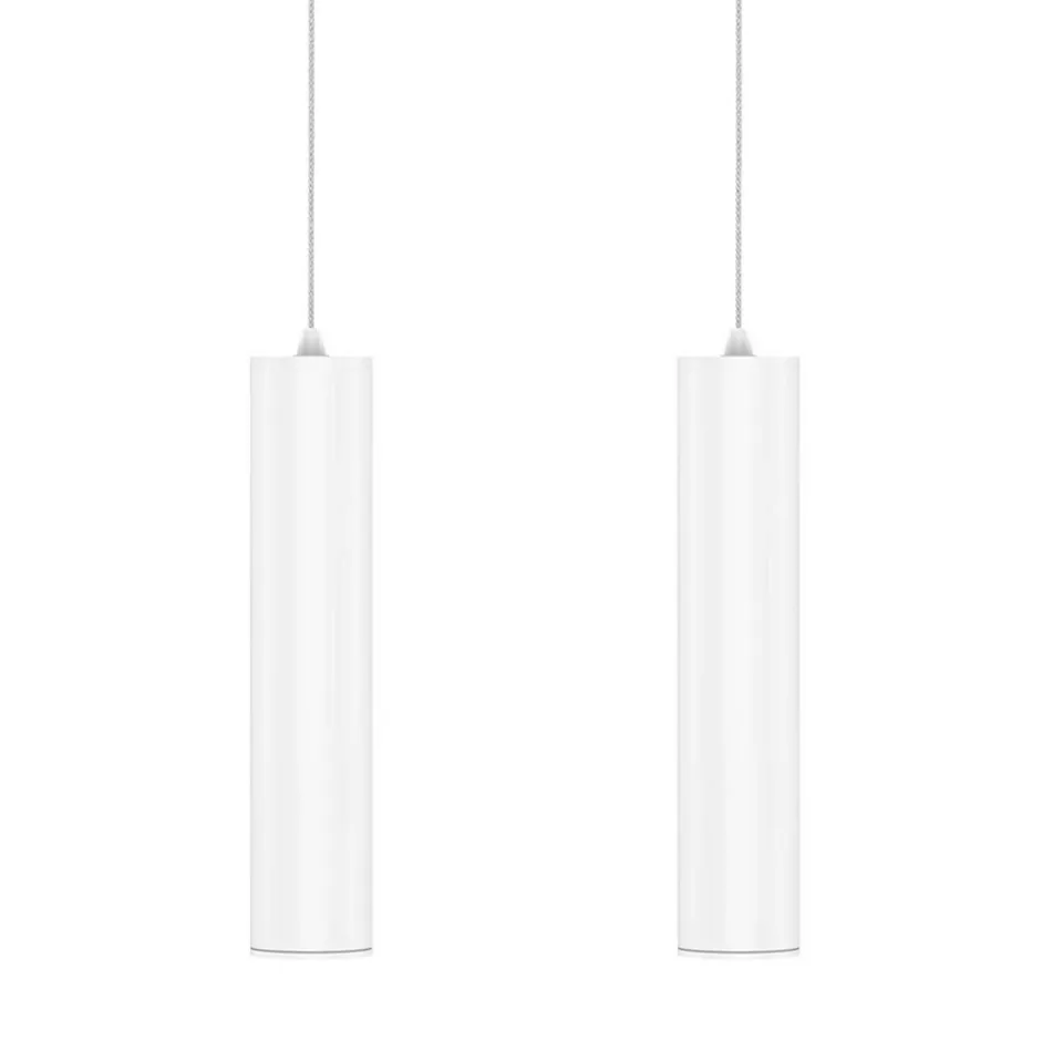 Decorative Suspended Lamp in White or Black Aluminum, 2 Pieces - Rebolla Viadurini