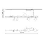 Suspended Lamp Design White Aluminum with Glass Spheres and Spotlights - Exodus Viadurini