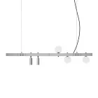 Suspended Lamp Design White Aluminum with Glass Spheres and Spotlights - Exodus Viadurini