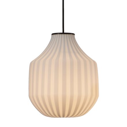 Round Design Hanging Lamp in White Filigree Glass - Caravan Viadurini