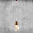 Vintage Design Hanging Lamp in Brass and Glass - Aldo Bernardi Guinguette Viadurini