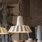 Suspended Design Lamp in Ceramic Striped - Budin Viadurini