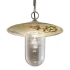 Outdoor Suspended Lamp in Aluminum Hand Painted Flowers Decor - Genoa Viadurini