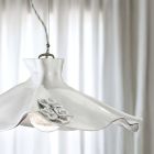 Handmade Hanging Lamp in Glossy Ceramic and Roses 2 Sizes - Lecco Viadurini