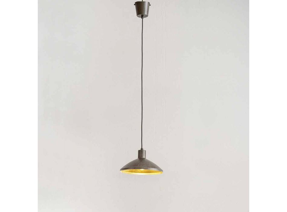 Suspension Lamp in Antique Steel Diameter 310 mm - Materia Aldo Bernardi Viadurini