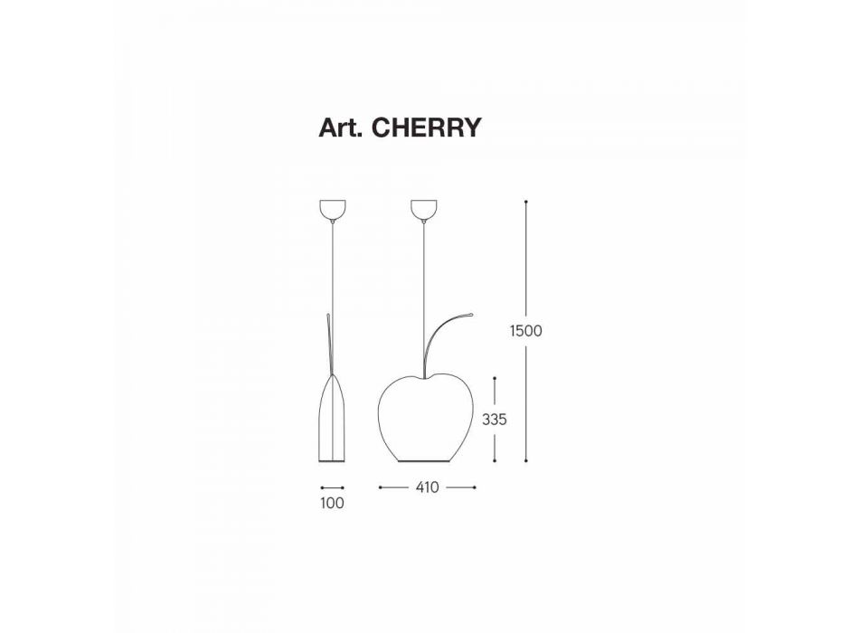 Suspended Lamp in Cherry Ceramic - Fruits Aldo Bernardi