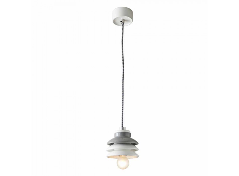 Suspended lamp in ceramic and modern aluminum made in Italy Asia Viadurini