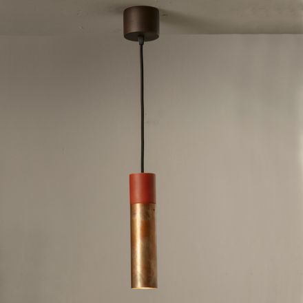 Suspended Lamp in Ceramic and Copper Handmade in Italy - Toscot Match Viadurini
