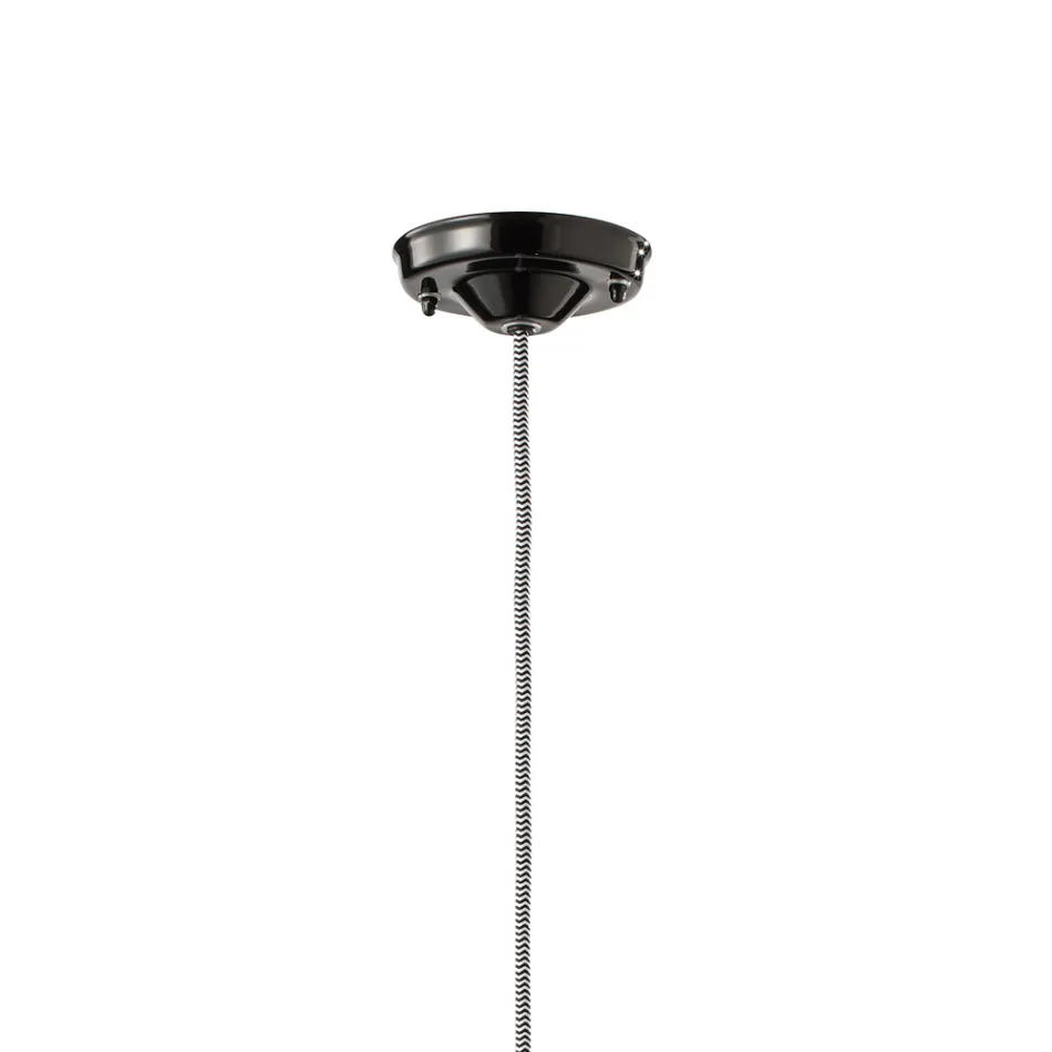 Suspended Lamp in Black Ceramic and Iron Industrial Vintage Design - Bew Viadurini