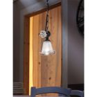 Suspended Lamp in Iron and Glass with Rose of Ceramic Decoration - Siena Viadurini