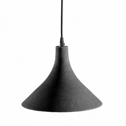 Suspended Lamp in Anthracite Stoneware and White Interior Modern Design - Edmondo Viadurini