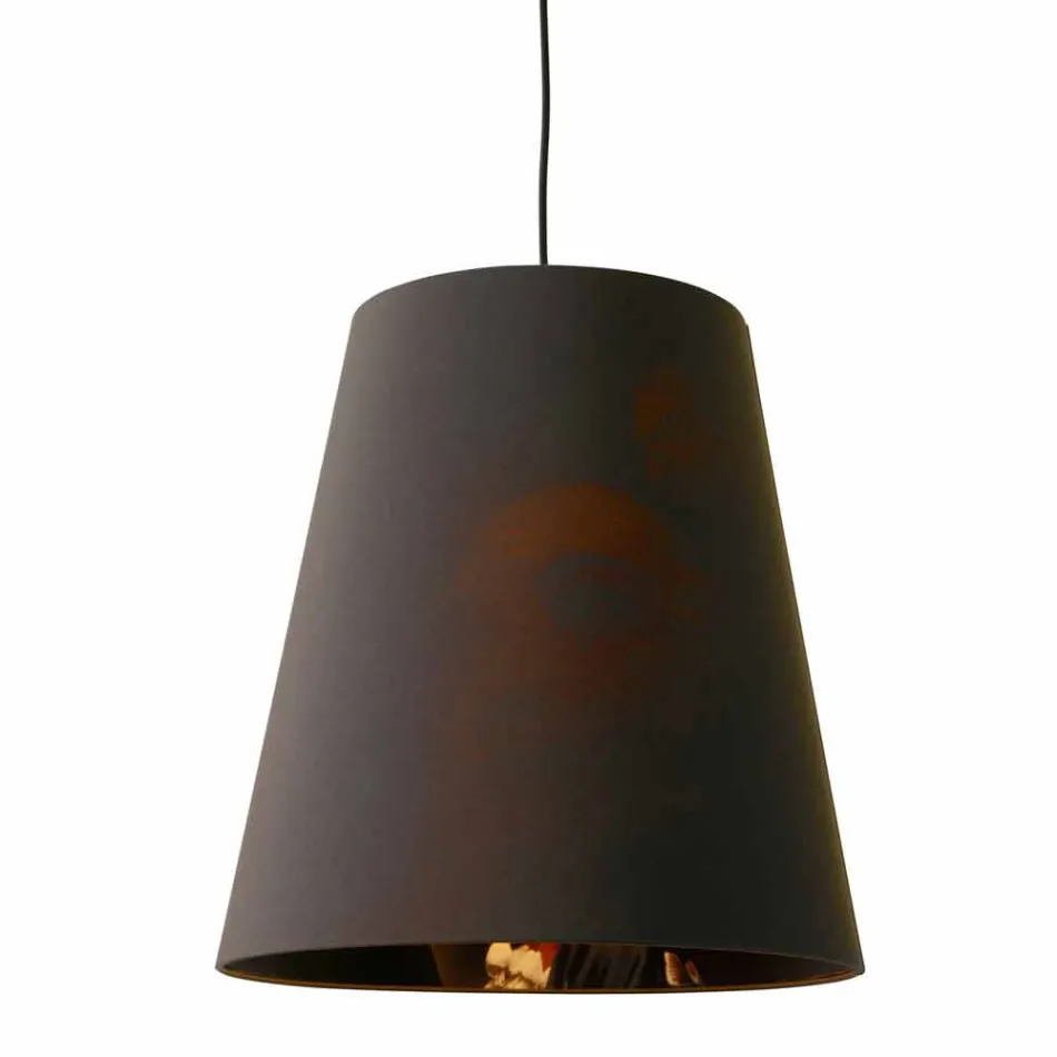 Suspended Lamp in Anthracite Linen with Internal Design Print 2 Sizes - Bramosia Viadurini
