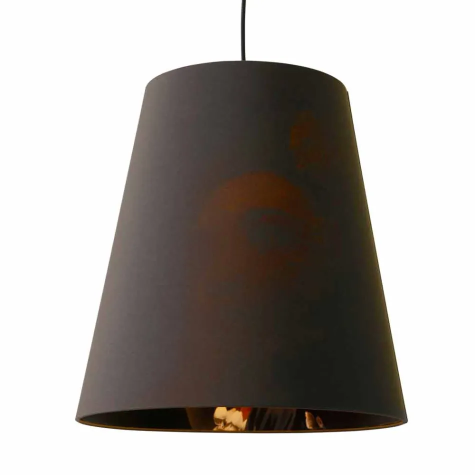 Suspended Lamp in Anthracite Linen with Internal Design Print 2 Sizes - Bramosia Viadurini