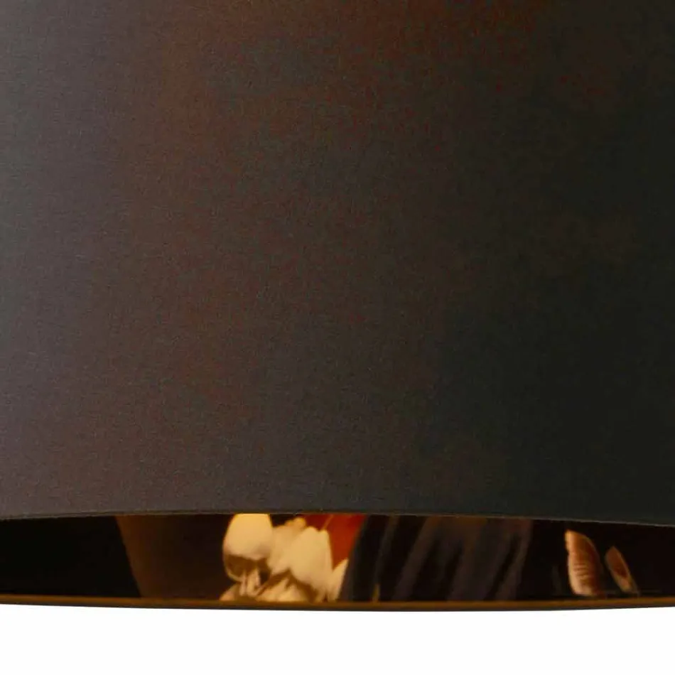 Suspended Lamp in Anthracite Linen with Internal Design Print 2 Sizes - Bramosia Viadurini