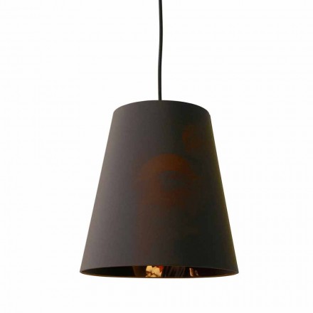 Suspended Lamp in Anthracite Linen with Internal Design Print 2 Sizes - Bramosia Viadurini