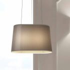 Suspended Metal Lamp with Net or Linen Lampshade Made in Italy - Jump Viadurini