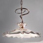 Hanging Lamp in Metal and Hand Painted Decorated Ceramic - Milan Viadurini