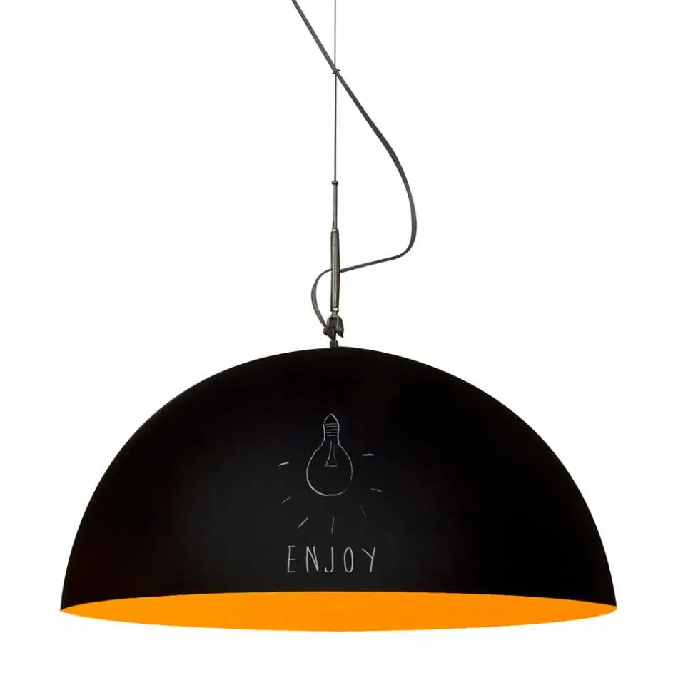 Suspended lamp in resin In-es.artdesign Mezza Luna Modern blackboard Viadurini