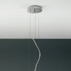 Suspended Lamp in Blown White Glass and Chromed Metal - Illumina Viadurini