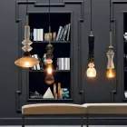 Suspended Lamp in Murano Glass with Fabric Cable Made in Italy - Missi Viadurini