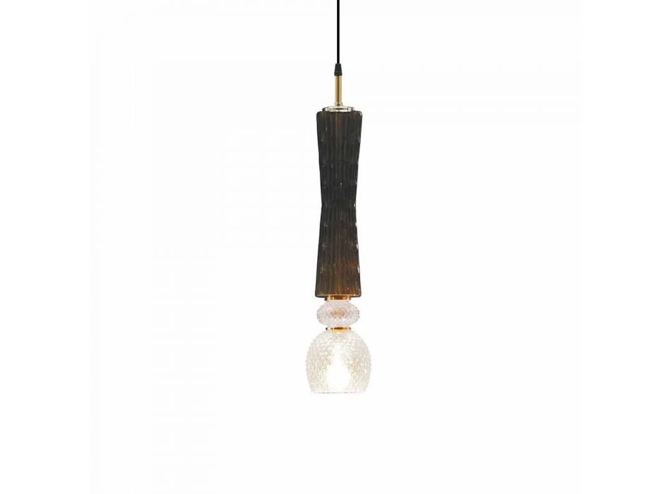 Suspended Lamp in Murano Glass with Fabric Cable Made in Italy - Missi Viadurini