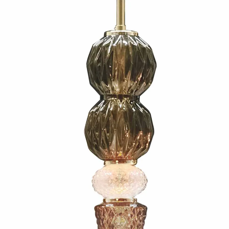 Suspended Lamp in Murano Glass and Fabric Made in Italy - Missi Viadurini