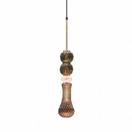 Suspended Lamp in Murano Glass and Fabric Made in Italy - Missi Viadurini