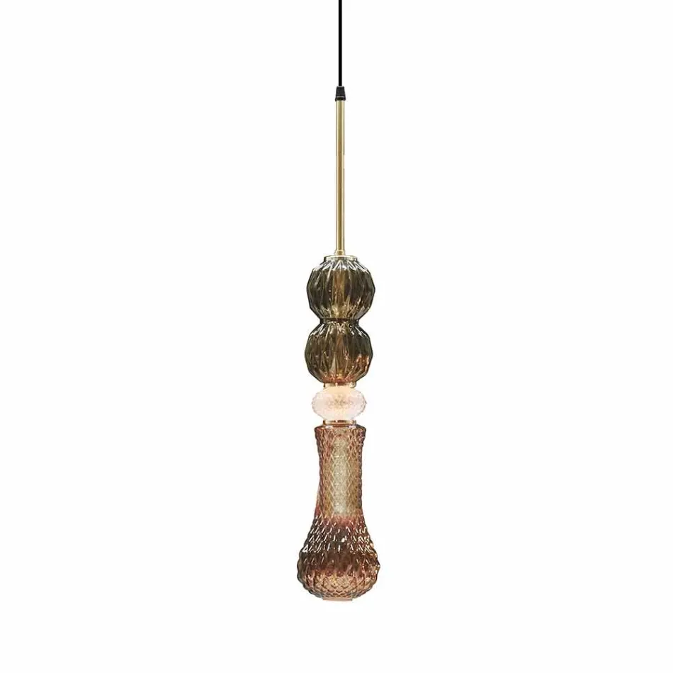 Suspended Lamp in Murano Glass and Fabric Made in Italy - Missi Viadurini