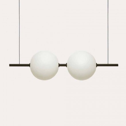 Suspended Lamp in Glass and Black or Brushed Brass Design - Alma by Il Fanale Viadurini