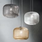 Suspended Lamp in Amber, Smoked or Transparent Blown Glass - Ballottone Viadurini