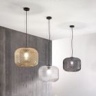 Suspended Lamp in Amber, Smoked or Transparent Blown Glass - Ballottone Viadurini