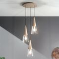 Suspended Lamp in Blown Glass with Metal Structure - Trentino