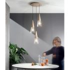 Suspended Lamp in Blown Glass with Metal Structure - Trentino Viadurini