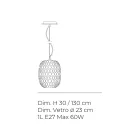 Venetian Glass and Chrome Metal Pendant Lamp Made in Italy - Calima Viadurini